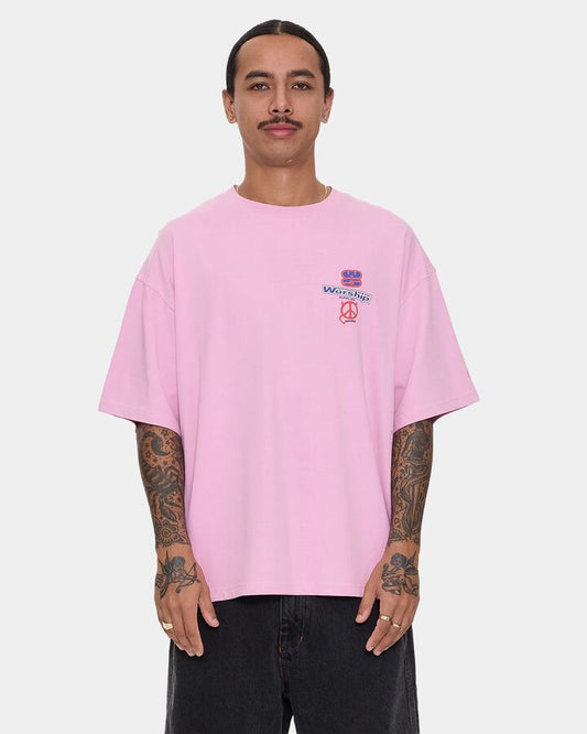Image of T-Shirts. Product name - Worship Mens Low Goes Oversized T-Shirt Lilac Chiffon in Lilac Chiffon colour by brand - Worship