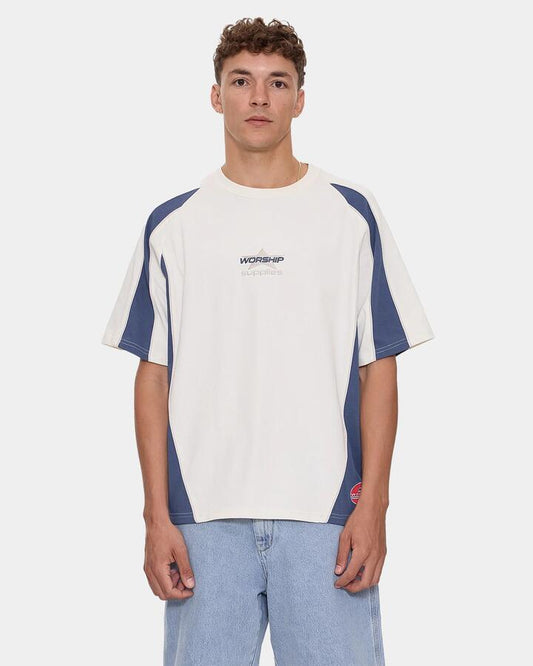 Image of T-Shirts. Product name - Worship Mens Laps Panel Oversized T-Shirt Zine in Zine colour by brand - Worship