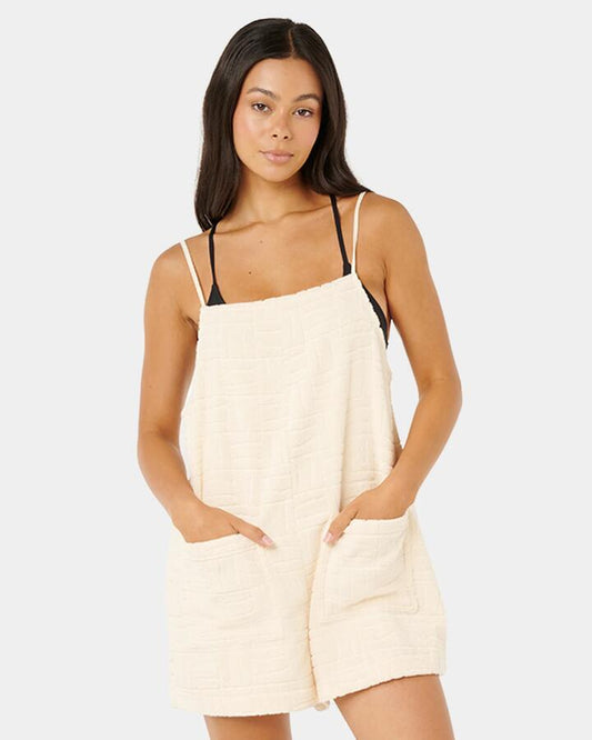 Image of Accessories. Productname: rip Curl - Womens Aloha State Terry Romper - Off White - in Off White colour by brand - rip Curl