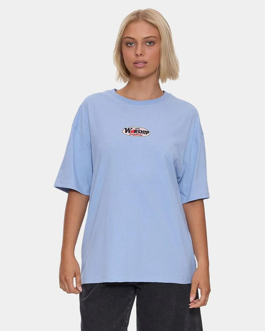 Image of T-Shirts. Productname: worship Womens Glazed And Confused T-Shirt Bell Air Blue - in Bell Air Blue colour by brand - Worship