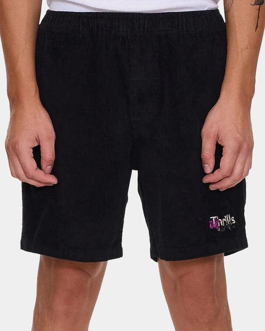 Image of a model wearing Shorts. Productname: thrills - Mens Nature'S Take Over Cord Shorts - Black - in Black colour by brand - thrills