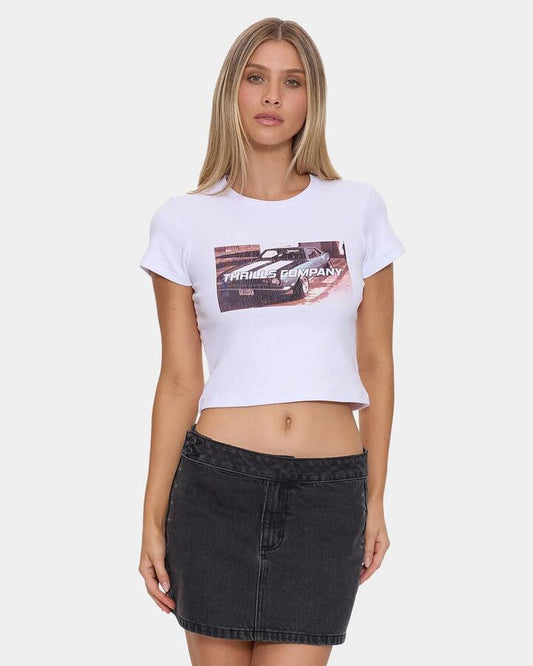 Image of T-Shirts. Product name - Thrills Womens Full Speed Mini T-Shirt White in White colour by brand - Thrills