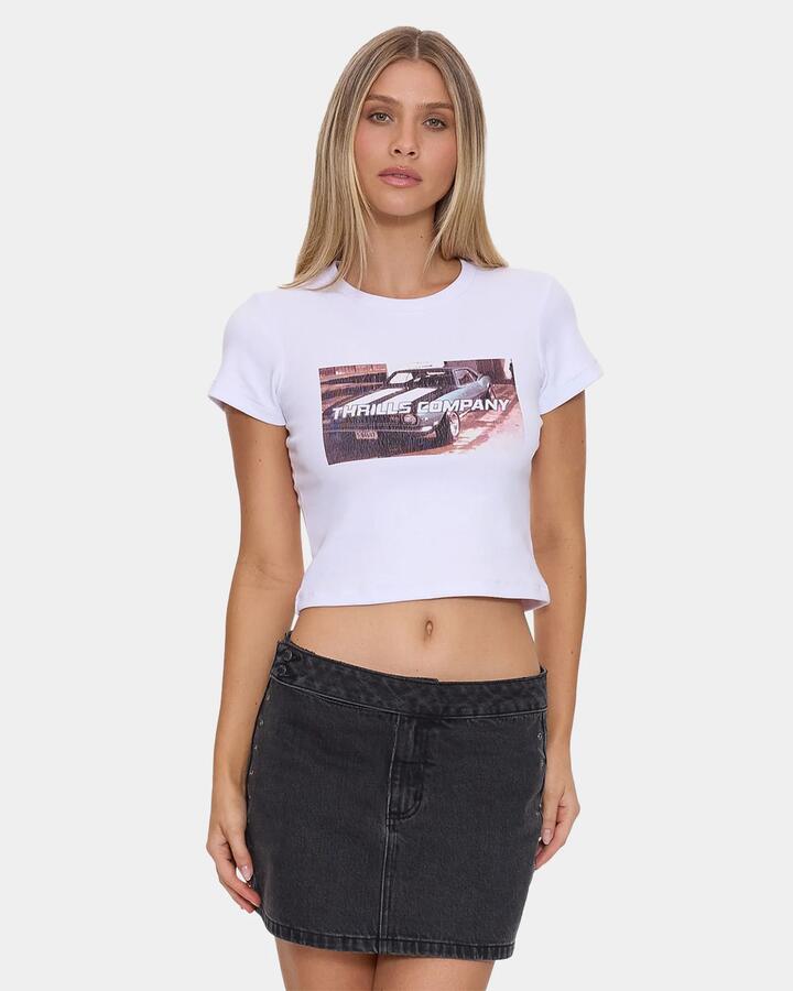 Image of T-Shirts. Product name - Thrills Womens Full Speed Mini T-Shirt White in White colour by brand - Thrills