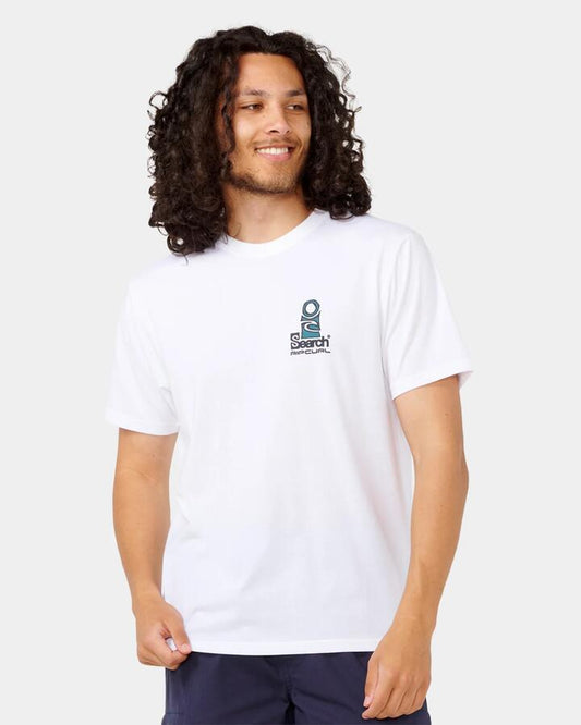 Image of T-Shirts. Product name - Rip Curl Mens Vaporcool Search Stack T-Shirt White in White colour by brand - Rip Curl