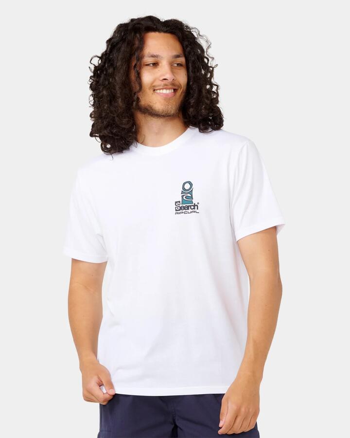 Image of T-Shirts. Product name - Rip Curl Mens Vaporcool Search Stack T-Shirt White in White colour by brand - Rip Curl