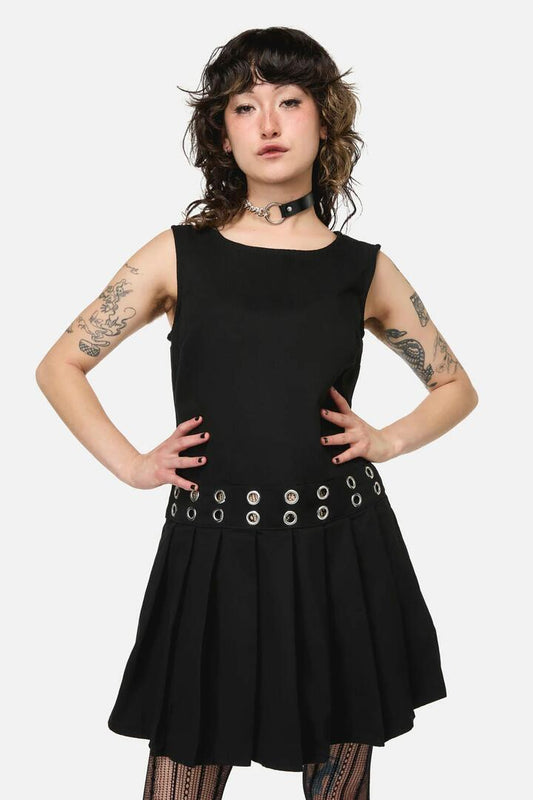 Image of Dresses. Productname: Pirate Punk Eyelet Mini Dress in Black colour by brand - Dangerfield