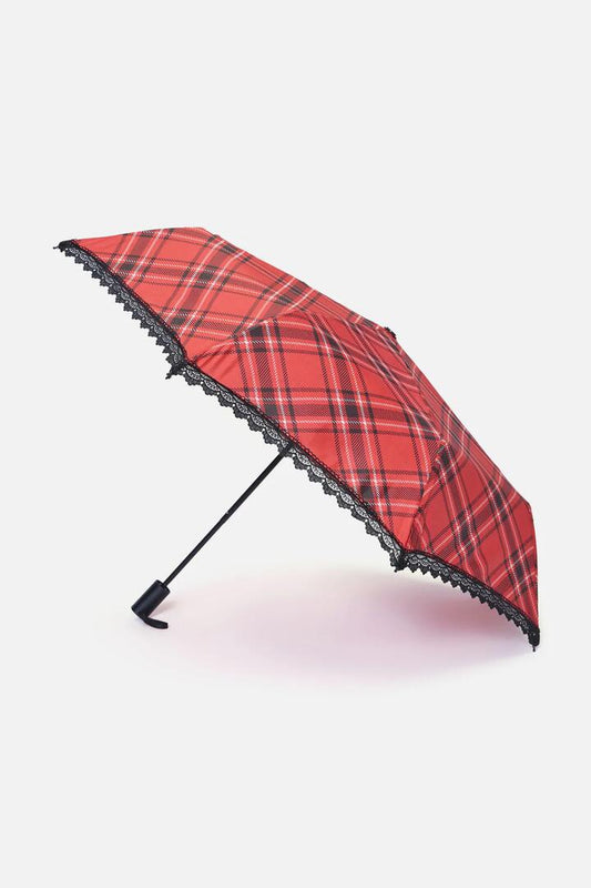 Image of Water Bottles. Productname: Piracy Tartan Lace Umbrella in Red colour by brand - Dangerfield