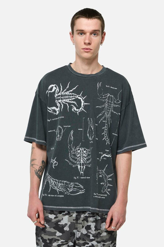 Image of a model wearing Tops. Productname: Scorpius Goth Unisex Tee in Black colour by brand - Dangerfield