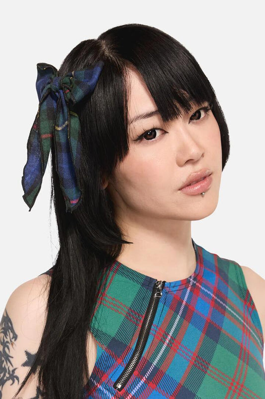 Image of Hair Accessories. Productname: Diablo Goth Tartan Bow in Multi colour by brand - Black Friday