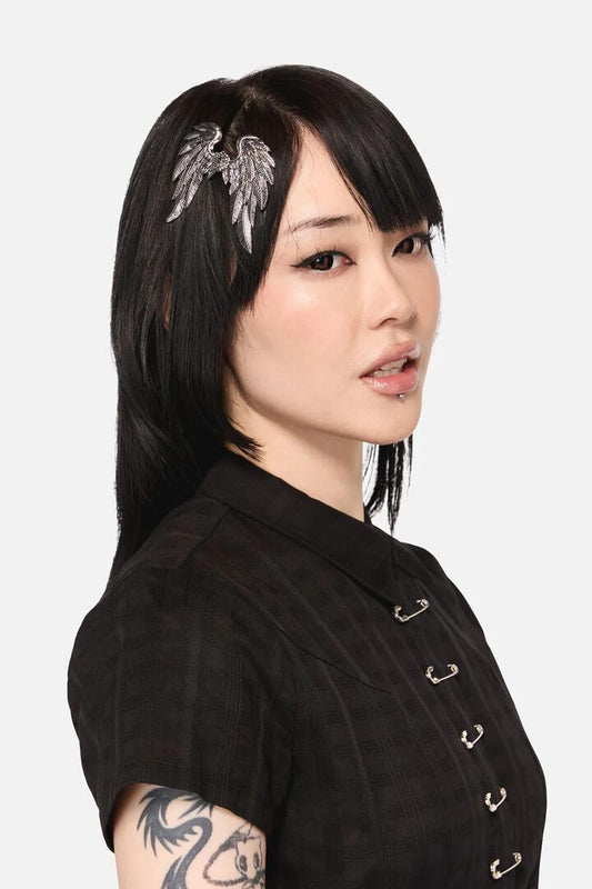 Image of Hair Accessories. Productname: Winged Barrette Clip in Silver colour by brand - Black Friday