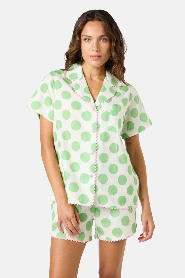 Image of Sleepwear & Loungewear. Product name - Dot Dot Snooze Pj Shorts Set in Print colour by brand - Gorman