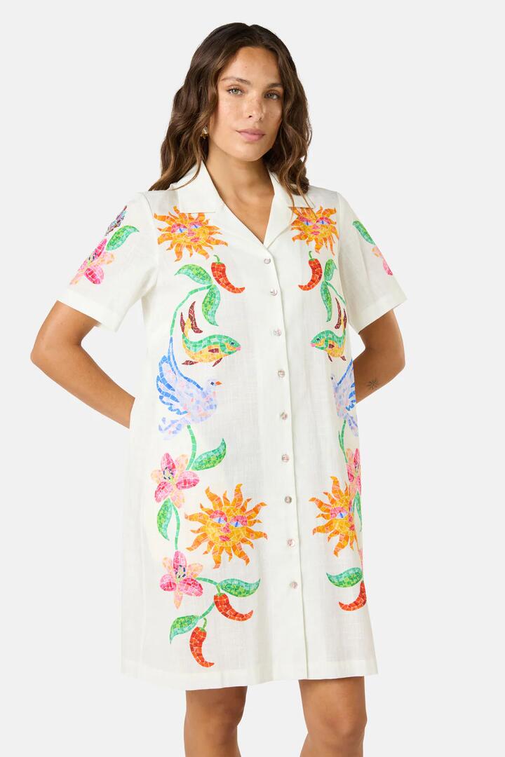 Image of Dresses. Product name - Mosaic Mile Cotton Shirt Dress in Print colour by brand - Gorman