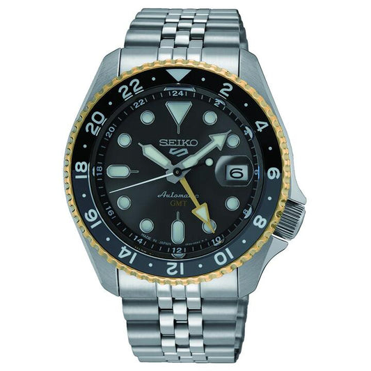 Image of Watches. Productname: Seiko Automatic 5 Sports GMT Silver Tone Watch SSK021J-8 in Watch colour by brand - Seiko