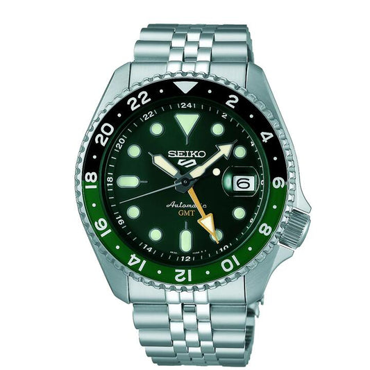 Image of Watches. Productname: Seiko Automatic GMT 5 Sports Silver Tone Watch SSK035K in Watch colour by brand - Seiko