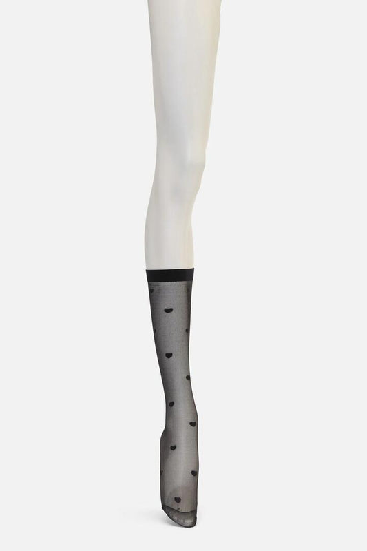 Image of Socks. Productname: Black Heart Mesh Long Socks in Black colour by brand - Black Friday