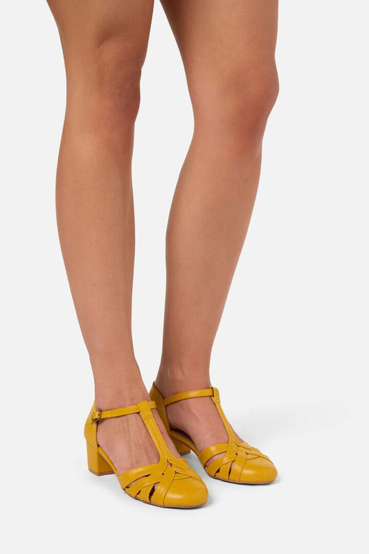 Image of Heels. Productname: Mustard Vintage Strap Heel in Mustard colour by brand - Princess Highway