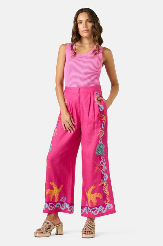 Image of a model wearing Pants. Productname: Mermaid Resort Print Pant in Print colour by brand - Gorman