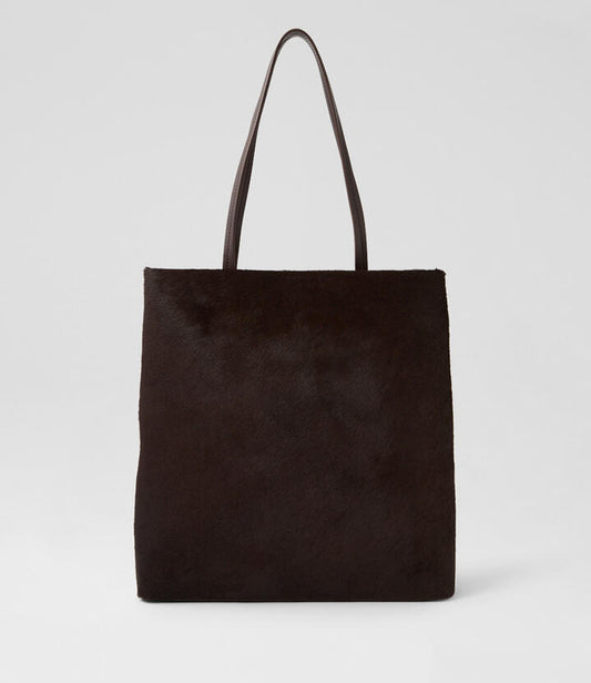 Image of Bags. Productname: Talli Dark Choc Leather Pony Tote in Dk Choc colour by brand - MOLLINI