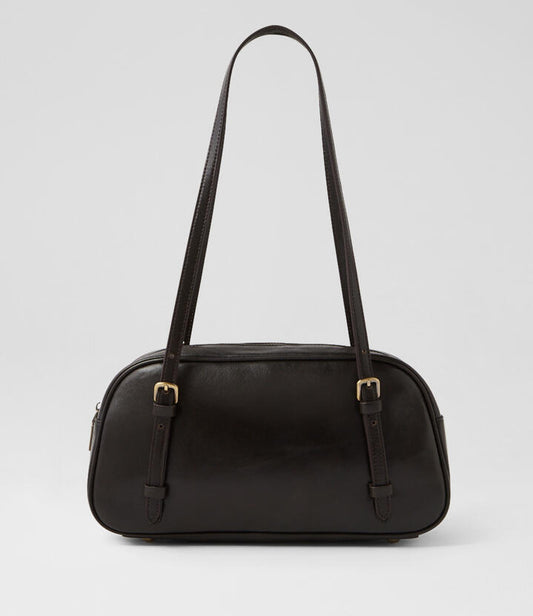 Image of Bags. Productname: Solea Dark Brown Rub Leather Handbag in Dk Brown colour by brand - MOLLINI