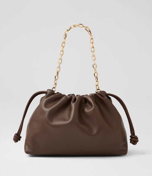 Image of Bags. Productname: Iriis Dark Choc Leather Handbag in Dk Choc colour by brand - MOLLINI