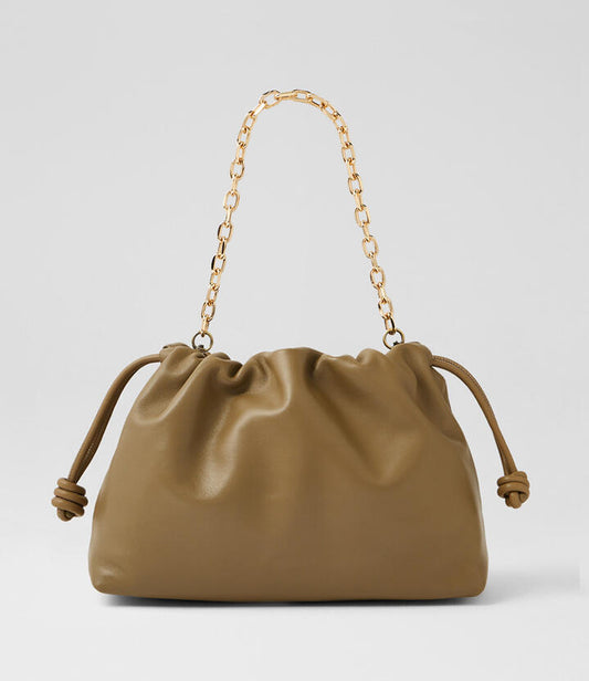 Image of Bags. Productname: Iriis Olive Leather Handbag in Olive colour by brand - MOLLINI