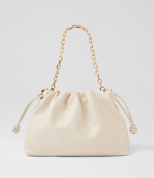 Image of Bags. Productname: Iriis Cream Leather Handbag in Cream colour by brand - MOLLINI