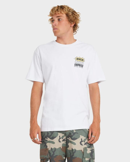 Image of T-Shirts. Product name - RVCA Mens Camera Express T-Shirt White in White colour by brand - RVCA