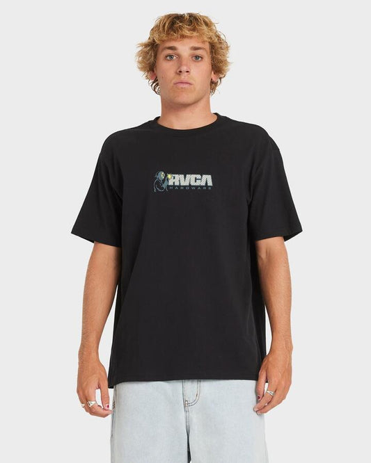 Image of T-Shirts. Product name - RVCA Mens Rvca Hardware T-Shirt Black in Black colour by brand - RVCA