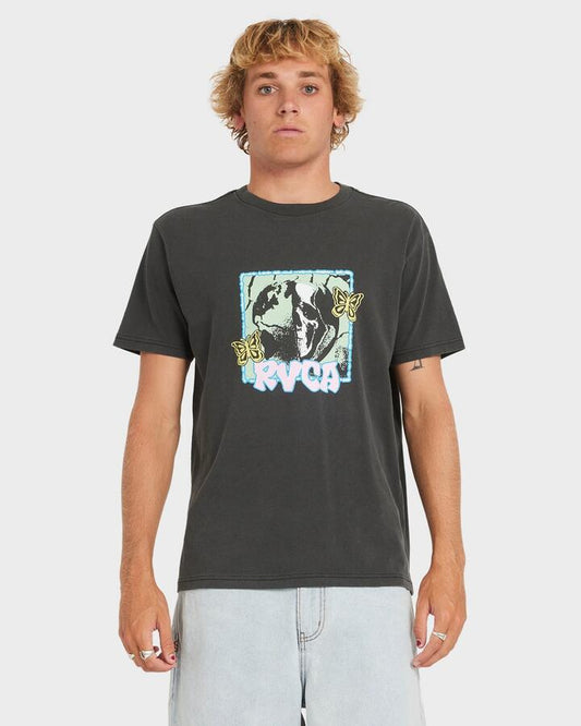 Image of T-Shirts. Product name - RVCA Mens Global Balance T-Shirt Black in Black colour by brand - RVCA