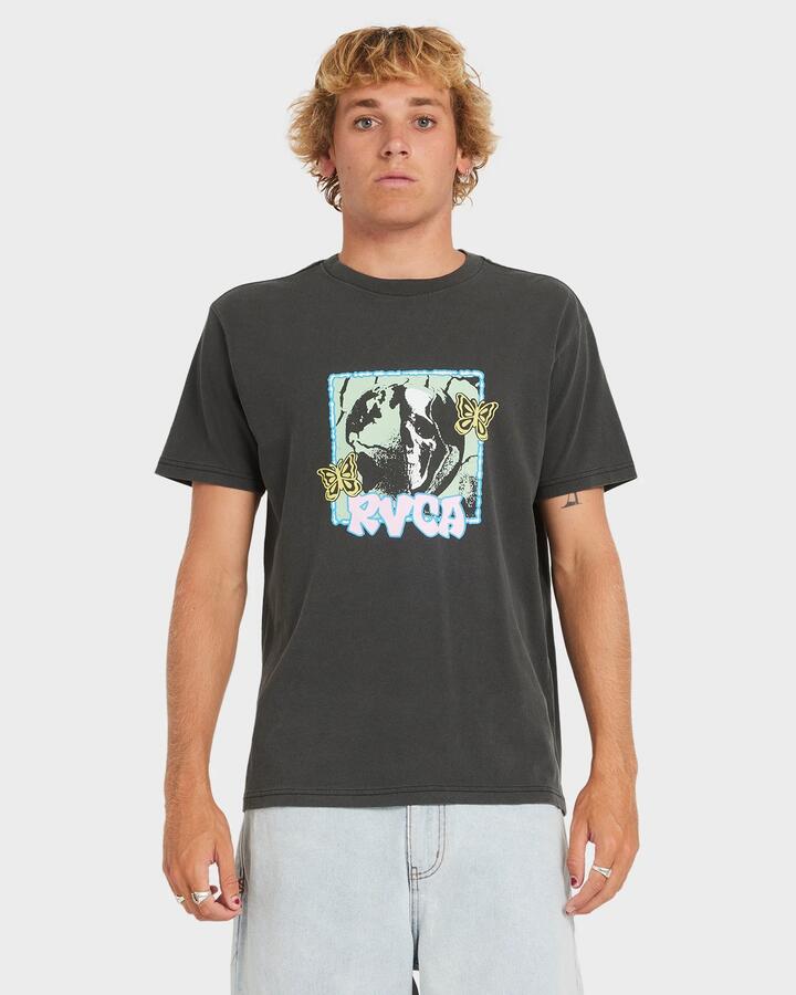Image of T-Shirts. Product name - RVCA Mens Global Balance T-Shirt Black in Black colour by brand - RVCA