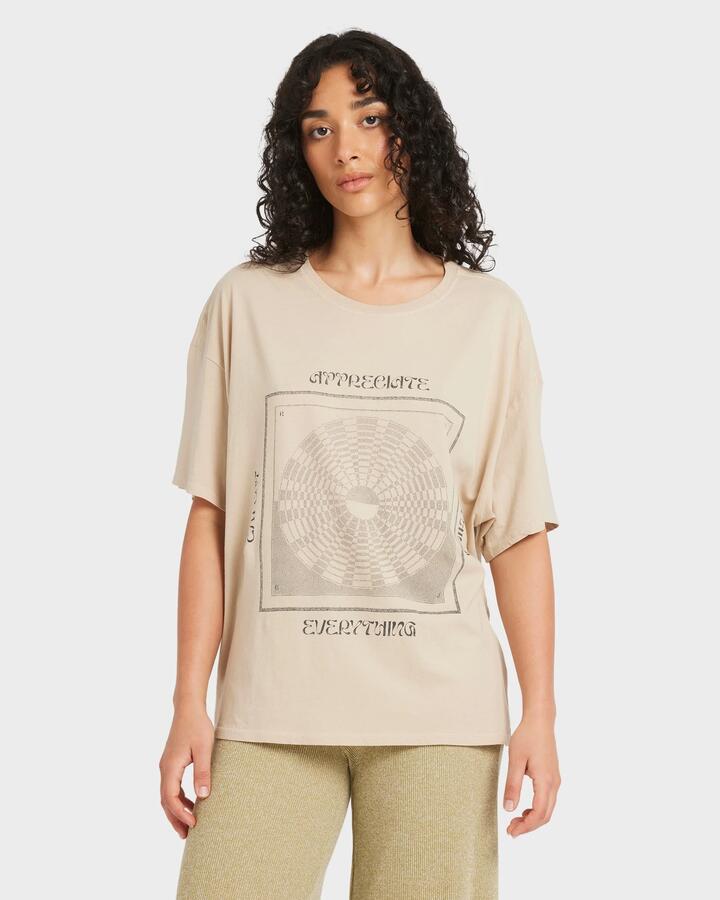 Image of T-Shirts. Product name - RVCA Womens Baggie Ii T-Shirt Oxford Tan in Oxford Tan colour by brand - RVCA