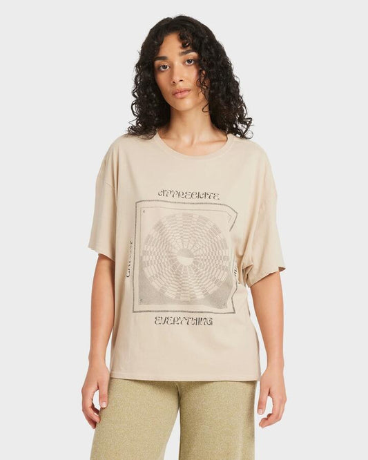 Image of T-Shirts. Product name - RVCA Womens Baggie Ii T-Shirt Oxford Tan in Oxford Tan colour by brand - RVCA