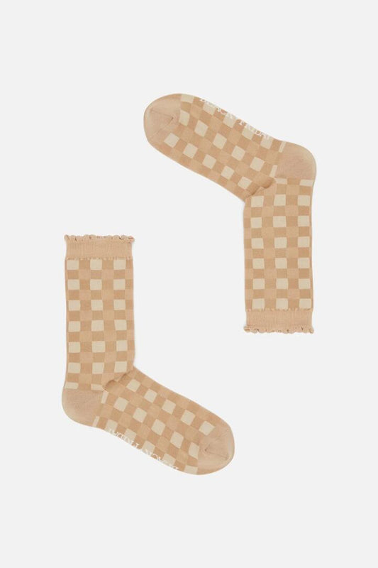 Image of Socks. Productname: Saloon Gingham Socks in Chocolate colour by brand - Black Friday