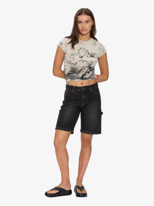 Image of a model wearing Shorts. Productname: Worship Carpenter Shorts in Worship Black Dust colour by brand - Worship