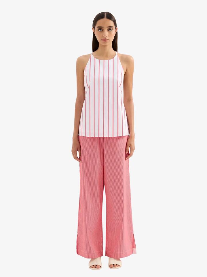 Image of a model wearing Tops. Productname: Nude Lucy Anouk Stripe Top in White Stripe colour by brand - Nude Lucy