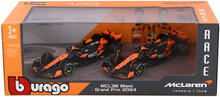 Image of Toy Playsets. Product name - Bburago 1:43 2024 McLaren MCL38 Team 2-Pack Diecast Model Cars (Black/Orange) in colour by brand - Bburago