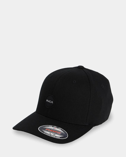 Image of Hats. Productname: RVCA Mens Mini Motors Flexfit Cap Black - in Black colour by brand - RVCA