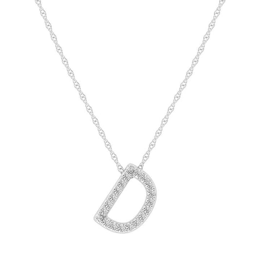 Image of Charms. Product name - 45cm Diamond Set Initial D Slider Necklace in Sterling Silver in colour by brand - Bevilles