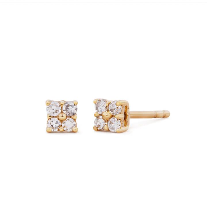Image of Earrings. Productname: Square Cluster Stud Earrings with 0.08tw of Laboratory-Grown Diamonds in Gold-Plated Sterling Silver in Diamond colour by brand - Bevilles