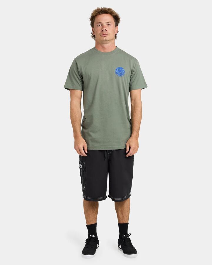 Image of T-Shirts. Product name - Rip Curl Mens Wettie Icon T-Shirt Cactus in Cactus colour by brand - Rip Curl