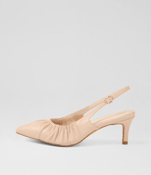 Image of Heels. Productname: Cossette Nude Leather Heels in Nude colour by brand - MIDAS