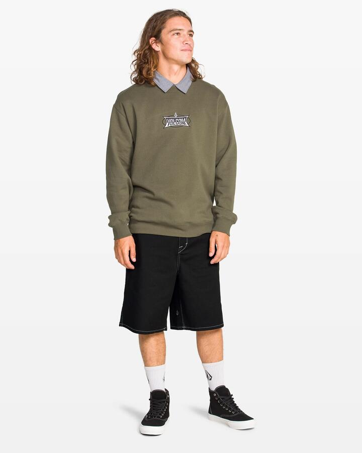 Image of a model wearing Shorts. Productname: Volcom - Mens Billow 22" Walk Shorts - Black - in Black colour by brand - Volcom