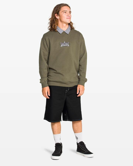 Image of a model wearing Shorts. Productname: Volcom - Mens Billow 22" Walk Shorts - Black - in Black colour by brand - Volcom