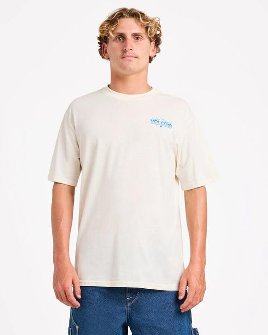 Image of T-Shirts. Product name - Volcom Mens Aus The Early T-Shirt Off White in Off White colour by brand - Volcom
