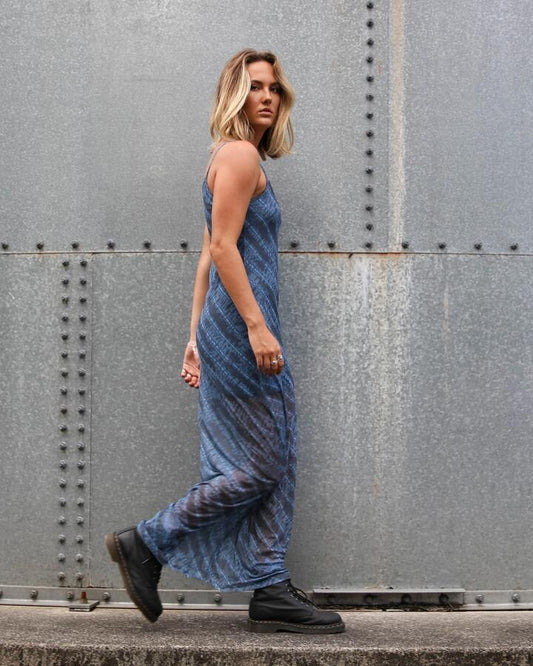 Image of Dresses. Product name - Volcom Womens Wicked Lightning Maxi Dress Blue Sapphire in Blue Sapphire colour by brand - Volcom