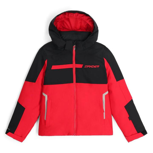 Image of a model wearing Outerwear. Productname: Spyder Boys 8-16 Challenger Snow Jacket Spyder Red - in Spyder Red colour by brand - Spyder