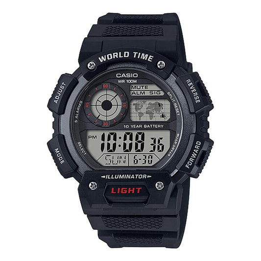 Image of Watches. Productname: Casio Men's Black Illuminator Digital Watch AE1400WH-1A in Watch colour by brand - Casio