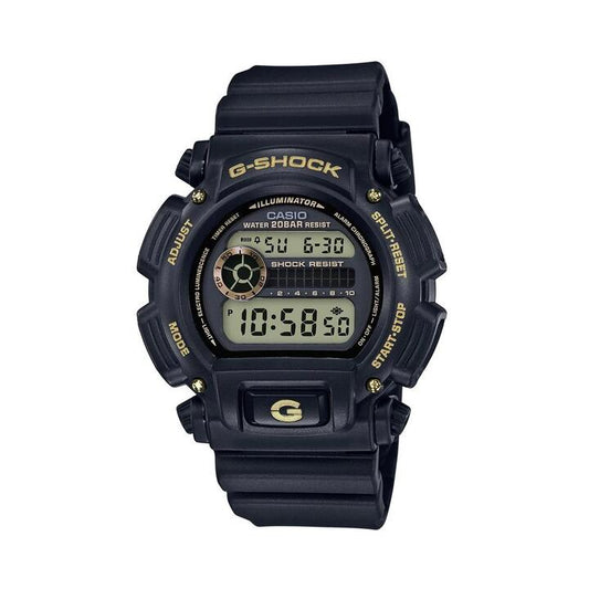 Image of Watches. Productname: Casio G-Shock Men's Digital Black and Gold Watch DW9052GBX-1A9 in Watch colour by brand - Casio