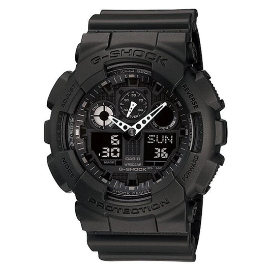 Image of Watches. Productname: Casio G-Shock Men's Analogue-Digital Black Watch GA100-1A1 in Watch colour by brand - Casio