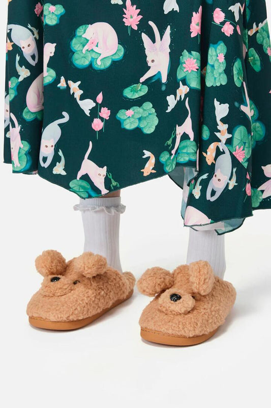 Image of Water Bottles. Productname: Plush Puppy Slipper in Tan colour by brand - Dangerfield